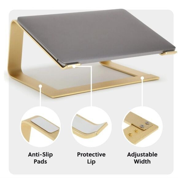 UBrands Adjustable Laptop Riser Stand- Gold Metal - Picture 4 of 11